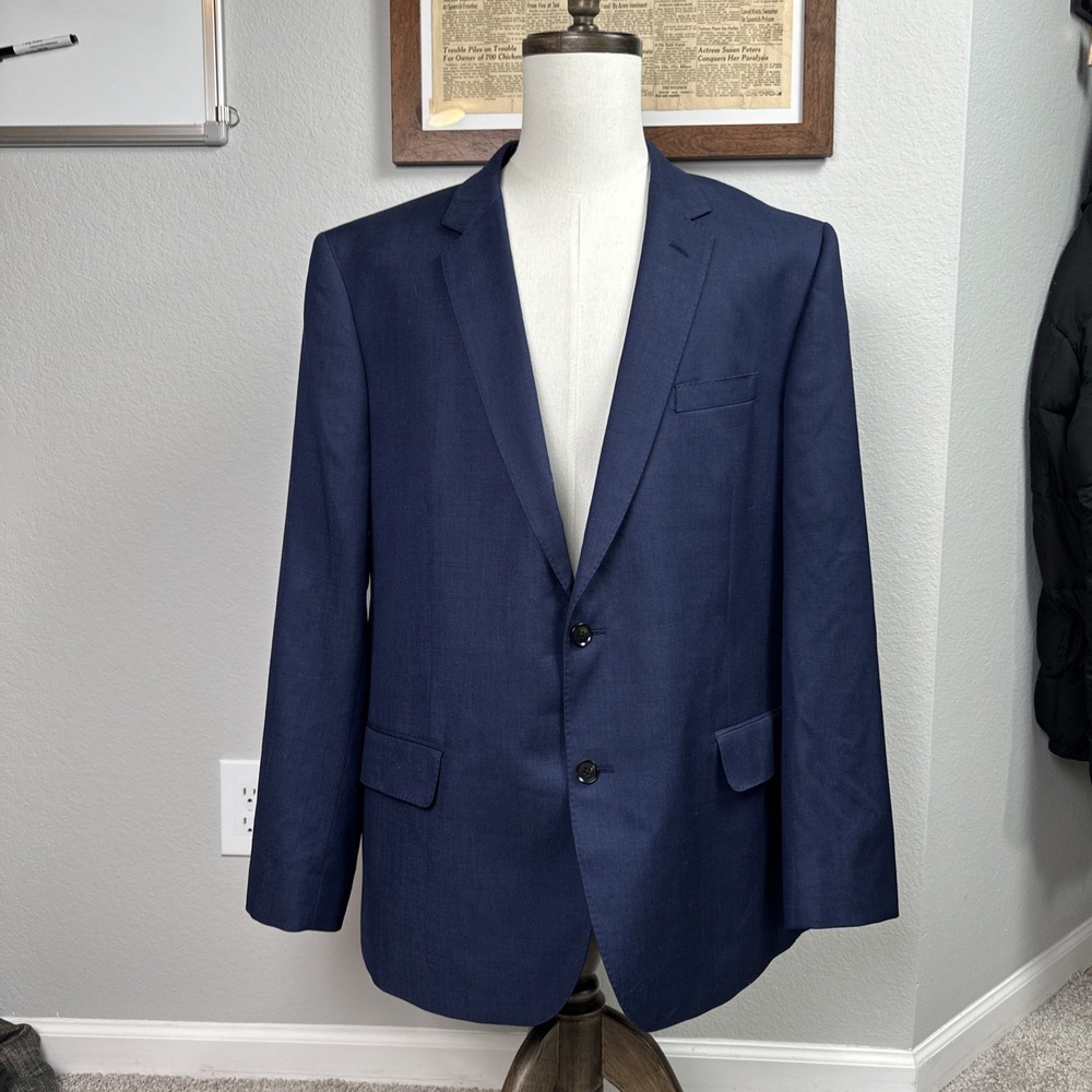 The Blk Tux Tollegno 1900 Blazer Men‎ 48R Navy Blue Italian Merino Wool